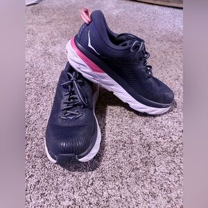 Hoka One One Navy Blue and Pink Athletic Shoes